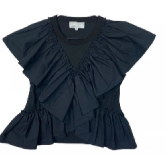 3.1 Phillip Lim Tops - 3.1 Phillip Lim women's size XS black butterfly ruffle cotton t shirt